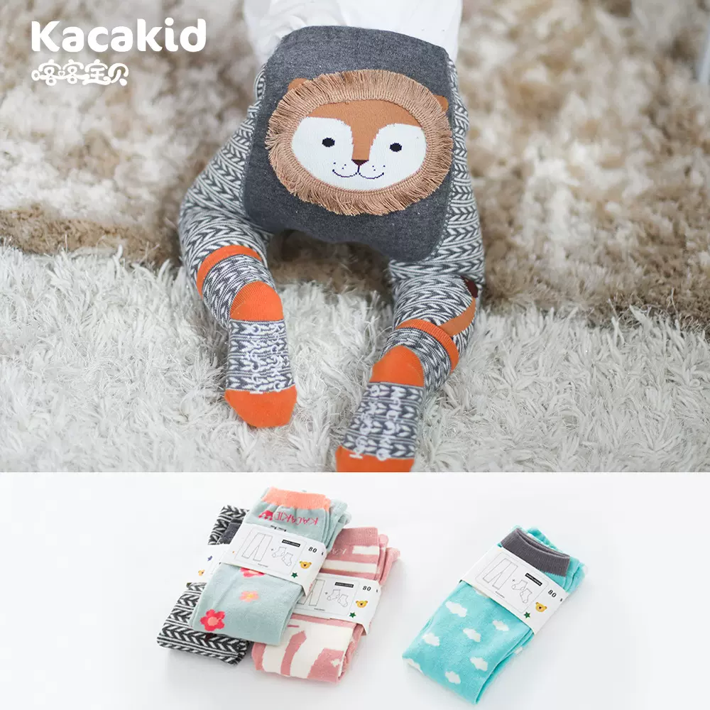 秋冬宝宝高腰护肚屁屁裤子可爱男女童大PP裤婴儿打底裤短袜两件套