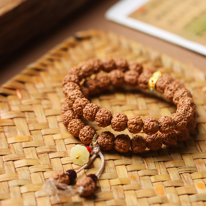 Original Pile Small King Kong Bodhi Double Circle Bracelet Jade Lotus Canopy Bag Gold Spacer Accessories Men's and Women's Buddha Bead Bodhi Bracelet