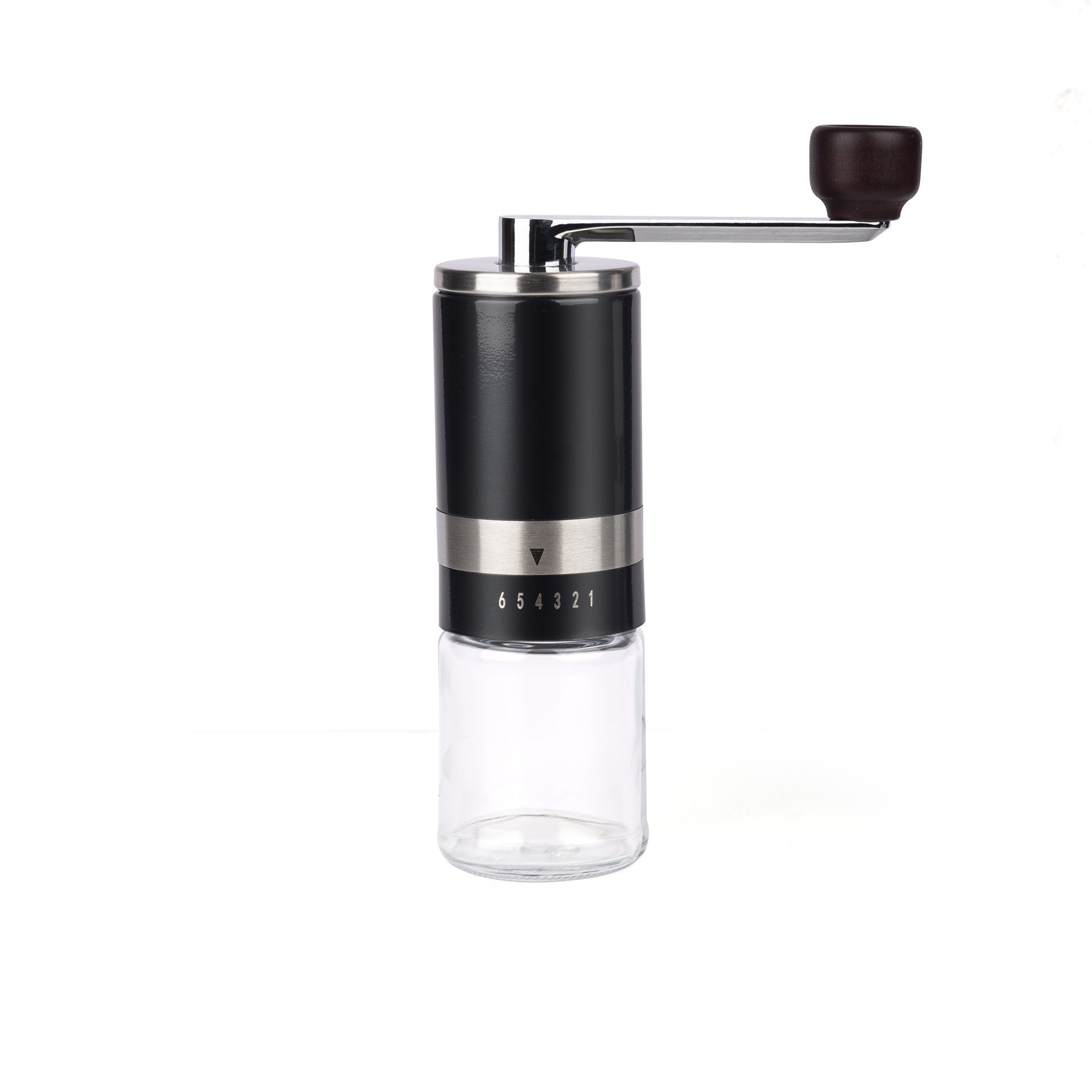 Molinillo de café manual de 6 velocidades con ajuste externo, acero inoxidable negro SW-114.