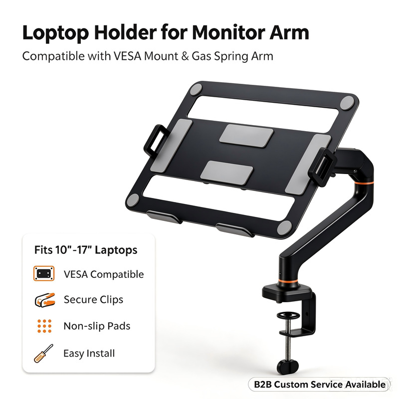 Vesa Laptop Stand Tray Compatible with Gas Spring Monitor Stand Accessories Telescopic Anti-Slip Laptop Holder Vesa Laptop Stand Tray Compatible with Gas Spring Monitor Stand Accessories Telescopic Anti-Slip Laptop Holder