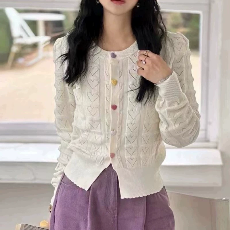 Autumn long-sleeve, cardigan, European style, Korean style, puff sleeves