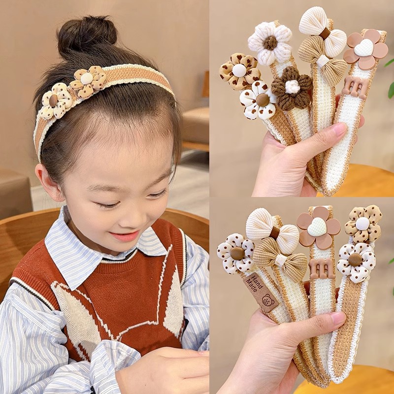 Niños lindos velcro correa de cabello de lana de punto correa de cabello de caño invierno niñas frises acabado de cabello artefacto