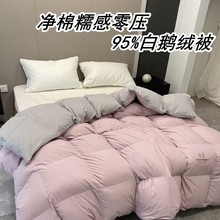 秋冬加厚保暖羽绒被春秋被净棉糯感白鹅绒被冬被双人被芯立体包边