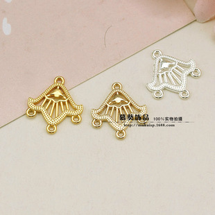DIY Jewelry Accessories Headdress Material 16*17mm Alloy Porous Connecting Piece Gold/silver/KC Gold