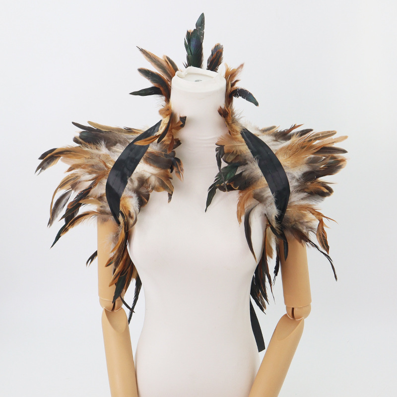 Nuevos productos transfronterizos de plumas, pañuelos de diamante, brazaletes de encaje, espectáculo de baile, vestido sexy, set oscuro