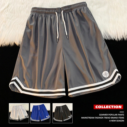 Men's Summer Basketball Shorts Outerwear Thin Casual Quick-Dry Ice Silk Loose Fit Five-Pocket Pants