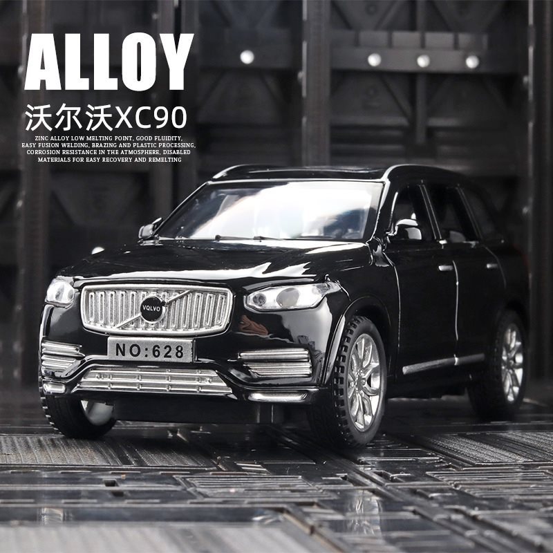(2개) 1:32 볼보 XC90 합금 자동차 모델 라이트 음악 백 6 도어 오프닝 시뮬레이션 장식 자동차 모델