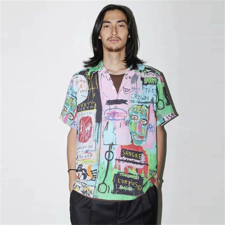 Guiltyparties Tiger joint японский Baskite граффити Hawaiian рубашка с коротким рукавом цветочной тематики мужчины и женщины