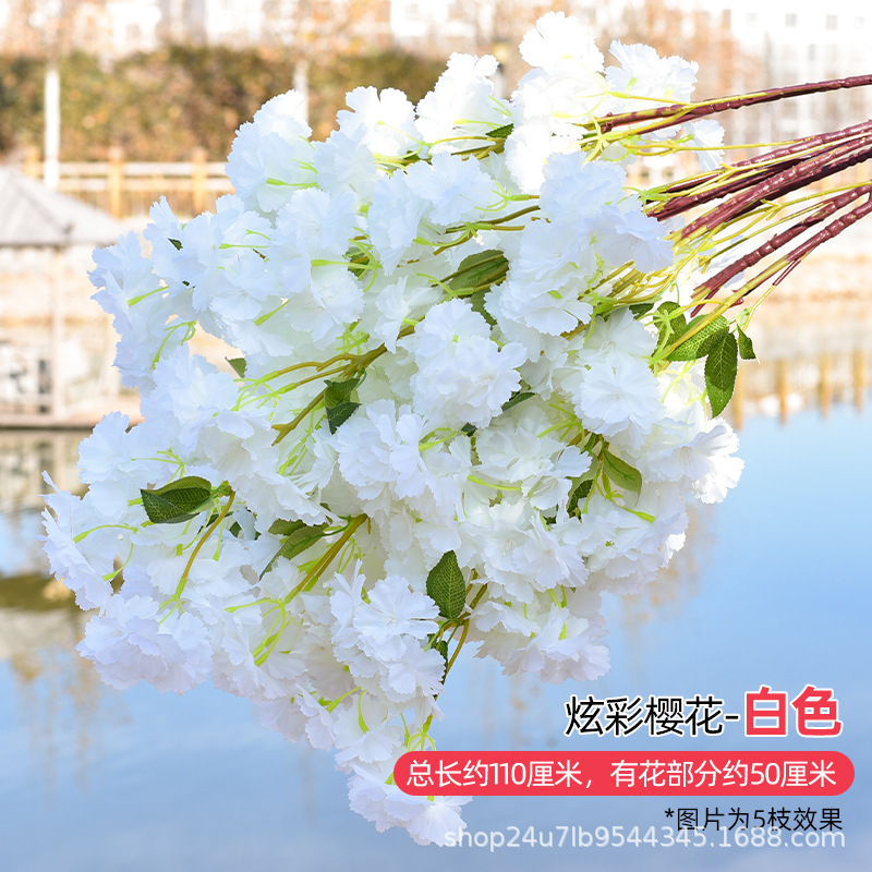 Simulación de flores de cereza flores de melocotón flores de pera flores de ciruela flores de bodas flores falsas vid decoración jardín balcón red de manglares paisaje de pared