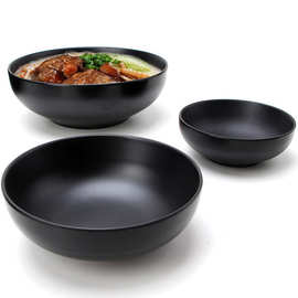日式黑色烤肉拌饭碗韩式塑料商用羊肉粉碗仿瓷冷面碗麻辣烫碗密胺
