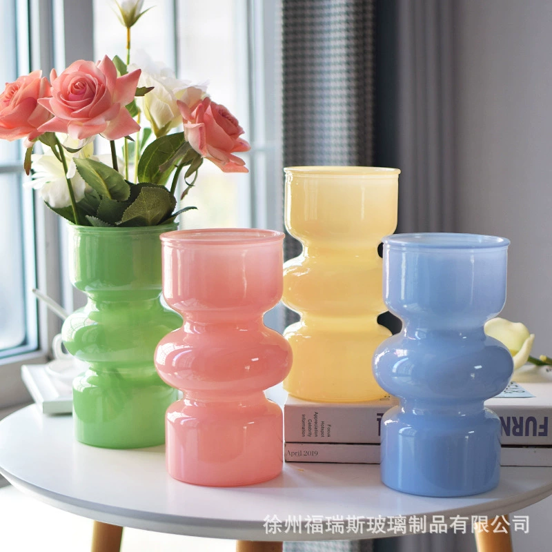 Стеклянные вазы среднего и высокого уровня французское современное минималистское цветное украшение для дома Настольная декоративная гидропонная цветочная композиция