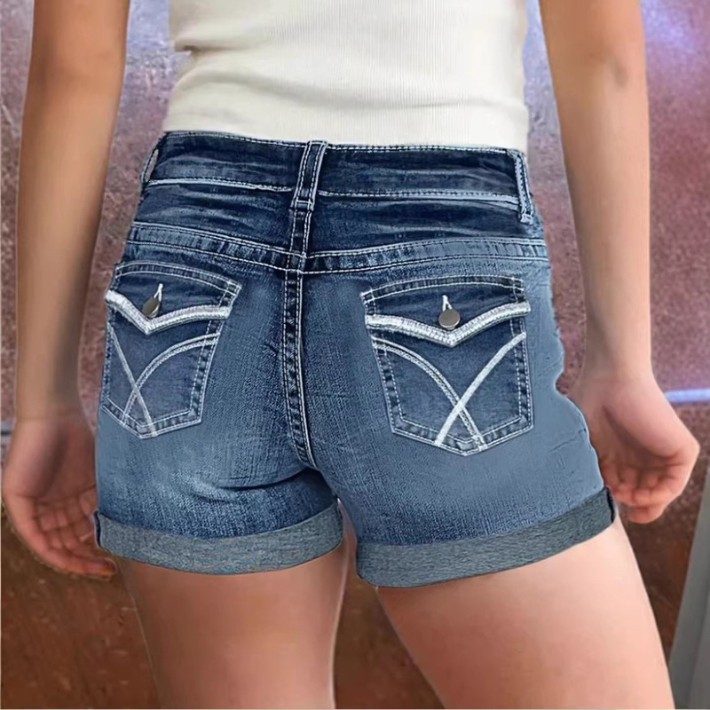Tc08762 # 2026 New Cross-Border European and American Style Vintage Washed Blue Denim Shorts Cross-Border Dropshipping Embroidery Tc08762 # 2026 New Cross-Border European and American Style Vintage Washed Blue Denim Shorts Cross-Border Dropshipping Embroidery