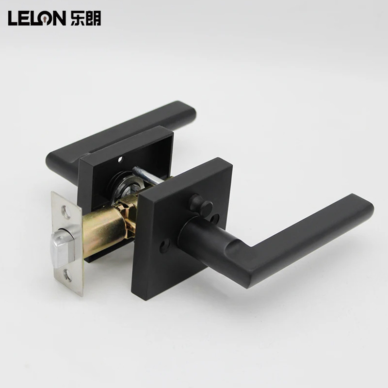 Cerradura de puerta de aleación de zinc estilo americano para exportación, cerradura de tres barras cuadradas sin llave, cerradura de privacidad para puerta, cerradura de manija de lengüeta única para dormitorio y baño. image 7