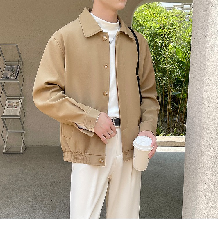 Men's Casual Workwear Blazer, Mature Style Turn-down Collar Jacket_voghion.com