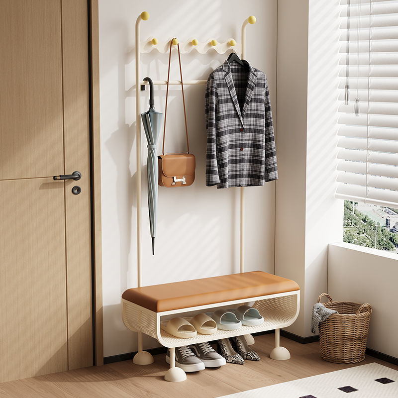 家用玄关进门衣帽架可坐式换鞋凳置物架入户门口换鞋凳一体挂衣架