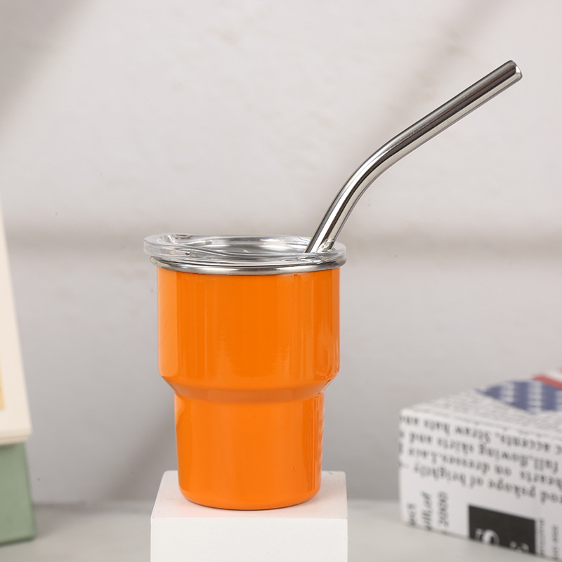 Mini vaso de vino pequeño de 3oz de cambio en frío transfronterizo Taza de aislamiento de acero inoxidable 304 Taza de paja de una y dos capas Taza de pequeña capacidad