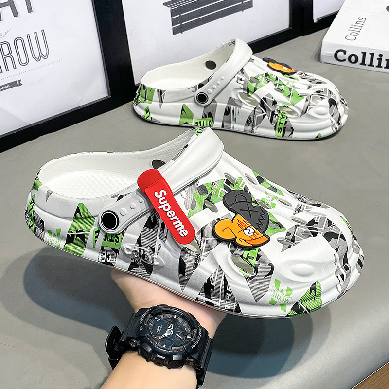 Croc Shoes Men's Cross-Border New Style Driving Wear Cartoon Trendy Baotou Sandals Non-Slip Southeast Asian Beach Slippers Summer