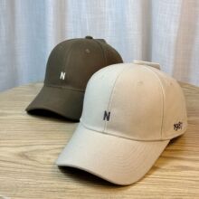 韩版ins毛呢刺绣N字母鸭舌帽子女秋冬季百搭中青年休闲棒球帽潮