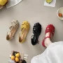 包头编织法式平底罗马鞋