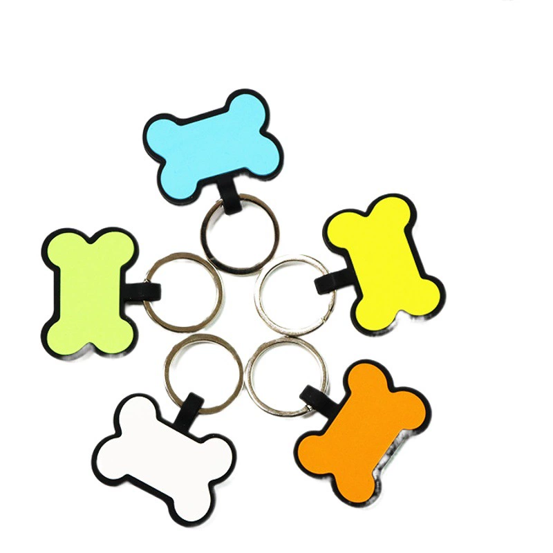 Трансграничная горячая распродажа силиконовая собака кот кот многоцветная двухсторонняя пустая бирка в форме кости