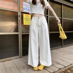 実拍直筒カジュアルパンツ女性夏の新型高腰が痩せている感じがします。
