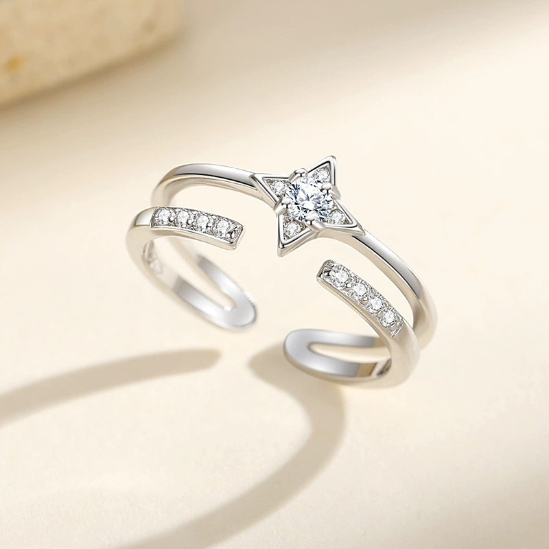 Fashionable small ring, 925 sample silver, light luxury style, bright catchy style, wholesale