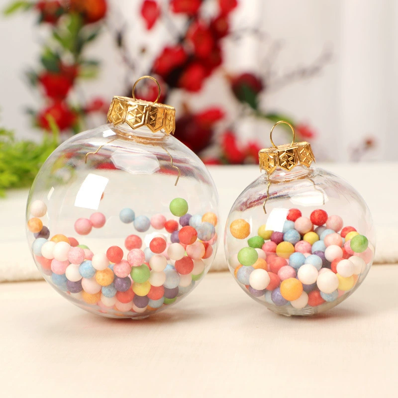 Прозрачный пластиковый шар Christmas bauble, полый refill-орнамент, 6–10 см, серебро/золото/цветные варианты