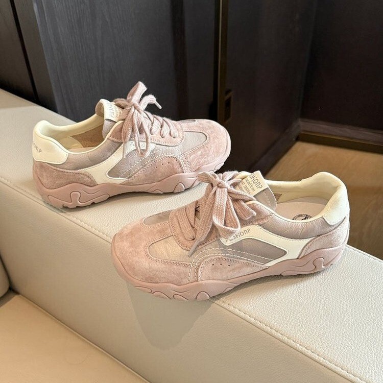 Soft Leather Version of German Training Shoes for Women, 2026 New Korean Style, Round Toe, Patchwork, Lace-Up, Lightweight, Versatile Running Sports Shoes Soft Leather Version of German Training Shoes for Women, 2026 New Korean Style, Round Toe, Patchwork, Lace-Up, Lightweight, Versatile Running Sports Shoes