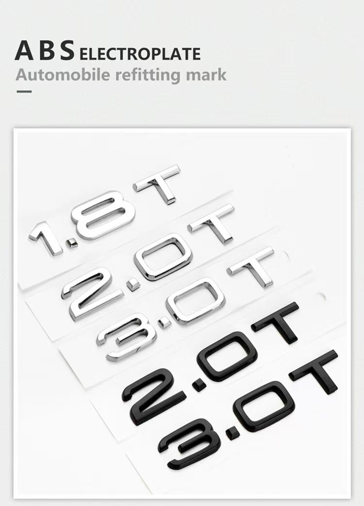 Suitable for Audi A3A4A5A6A7Q3Q5Q7 car logo car stickers displacement logo 2.0T 1.8T 3.0T car logo