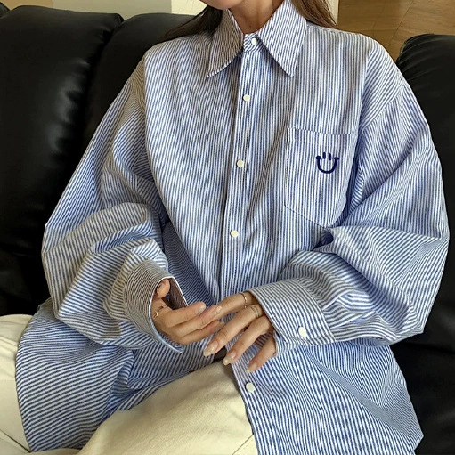 Смайлик вышитые рубашки пальто для мужчин и женщин