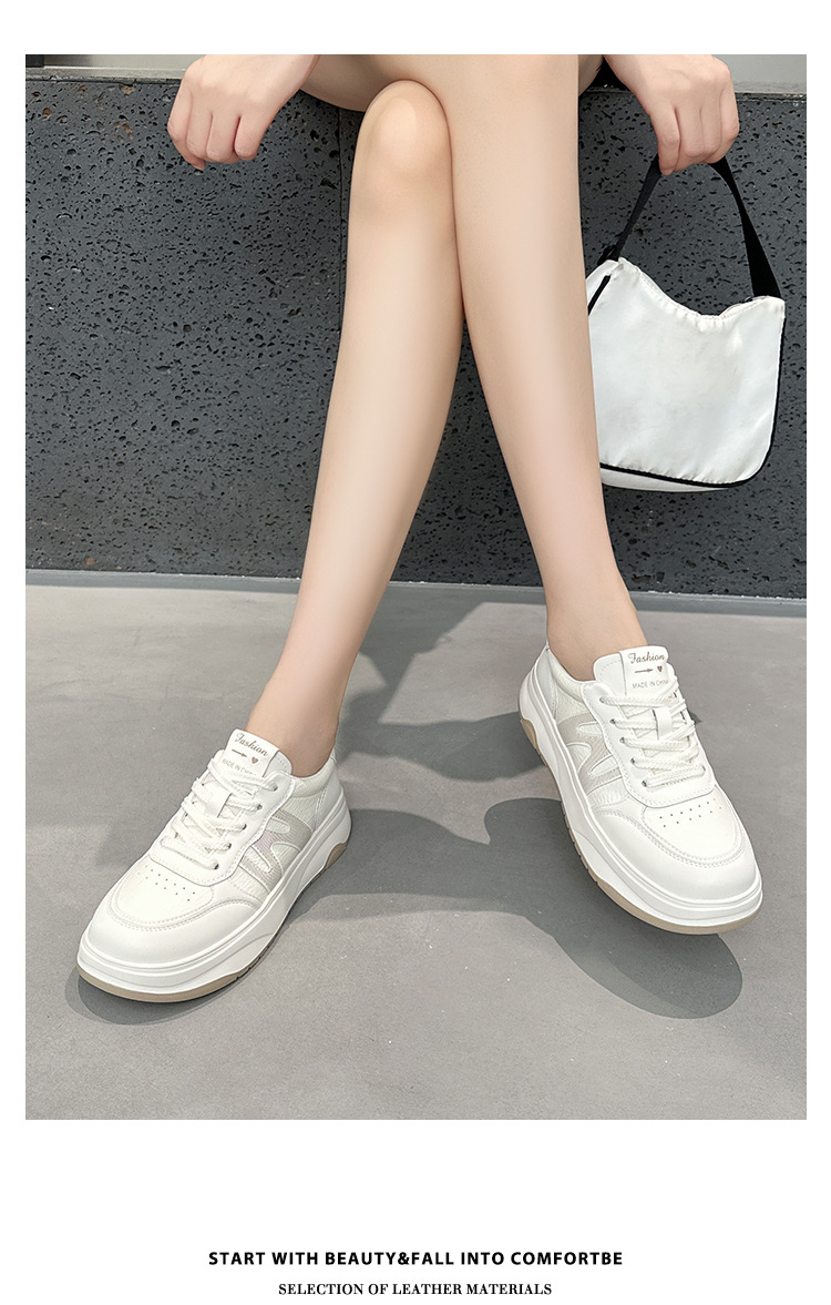 High-end Women's White Sneakers, New Autumn 2026 Trendy Internet Celebrity Versatile Thick-soled Platform Popular_vogvips.com