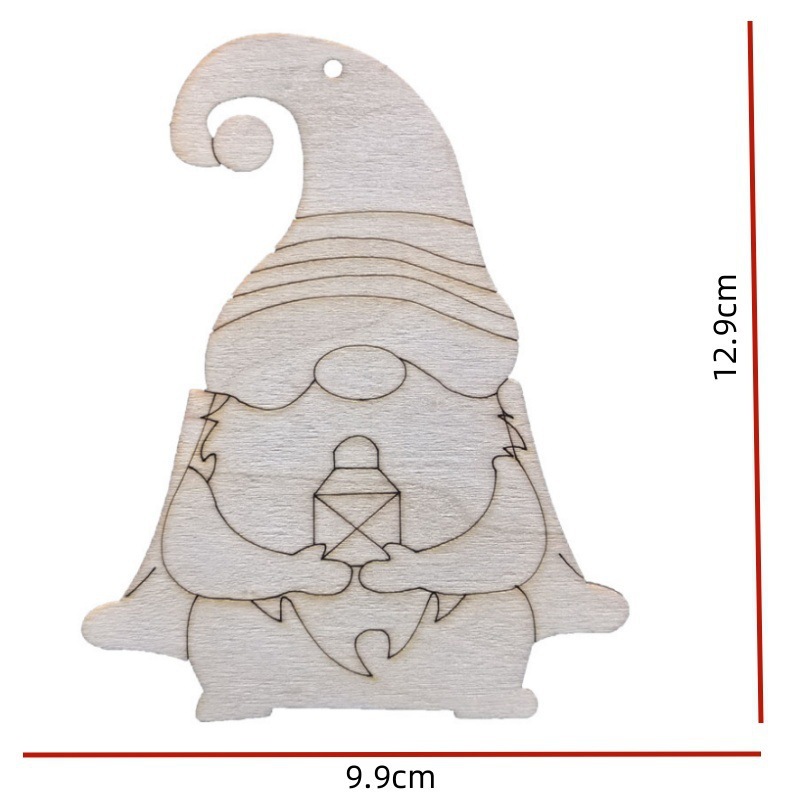 木质未完空白圣诞小矮人挂件挂牌 DIY儿童绘画假日家居装饰用品|undefined