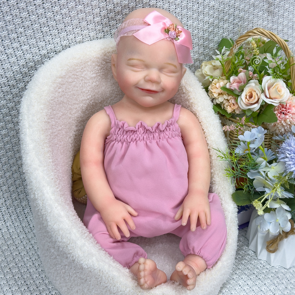 Muñeca de regeneración muñeca simulación muñeca bebé recién nacido lindo sólido 45cm pesado silicona suave estiramiento