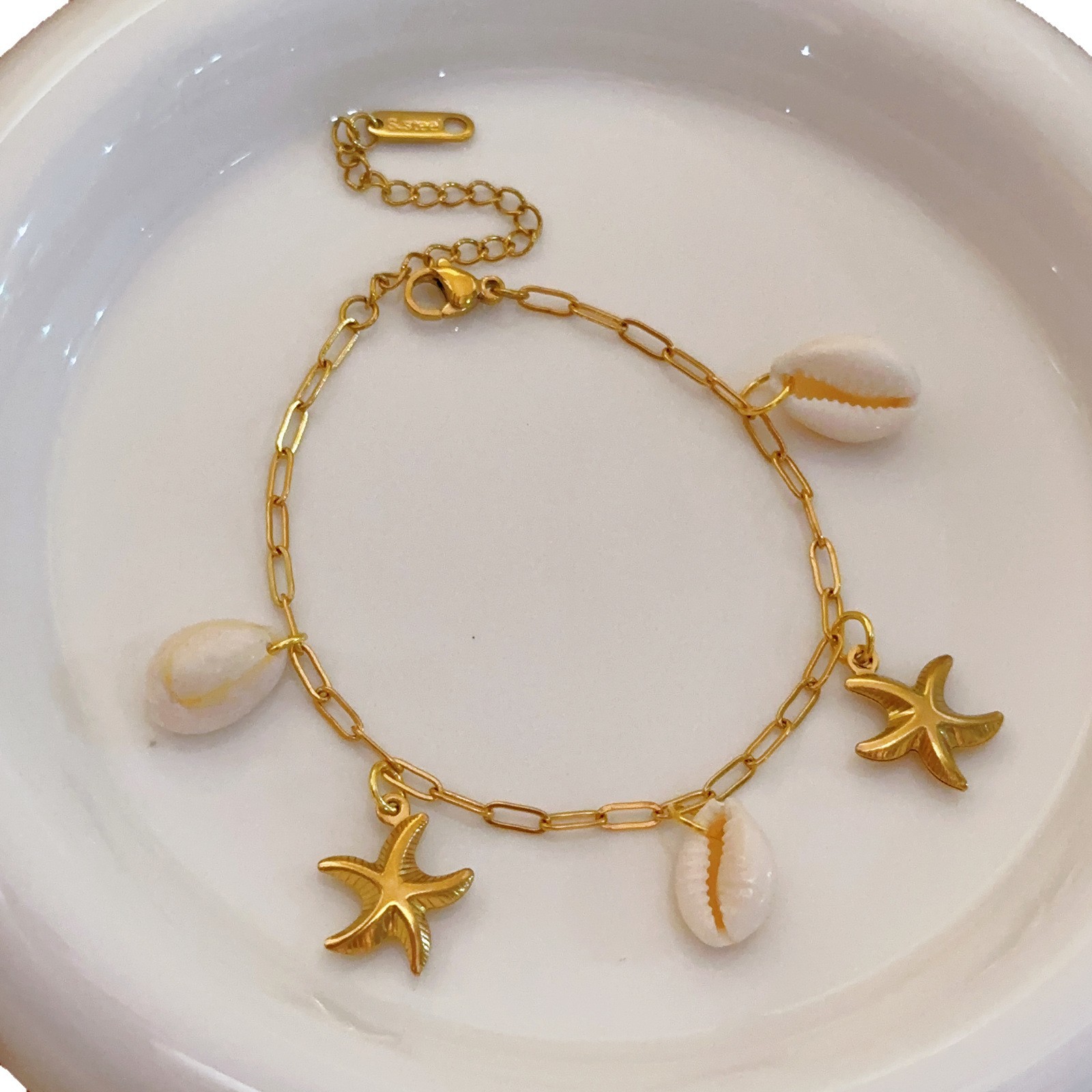 Europeo y americano transfronterizo nuevo estilo concha estrella de mar collar femenino estilo océano vacaciones moda joyería de todo fósforo concha acero inoxidable