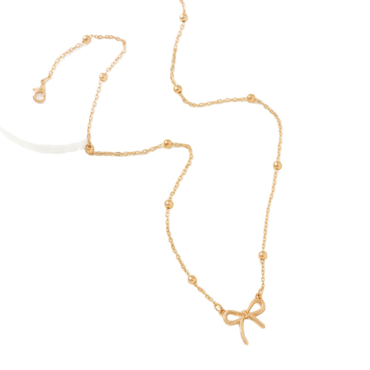 Collier pendentif nœud papillon en perles transfrontalières pour femme, chaîne ras du cou, style mignon, frais, simple et polyvalent, haut de gamme, vente en gros_voghion.com