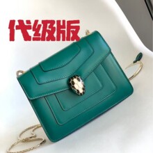 广州宝家代级2026新款祖母绿蛇头链条小方女包手提单肩腋下风琴包