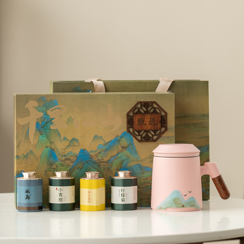 Taza de cerámica de tres piezas juego de regalos de negocios aniversario de la compañía PR regalos de mano logotipo tallado