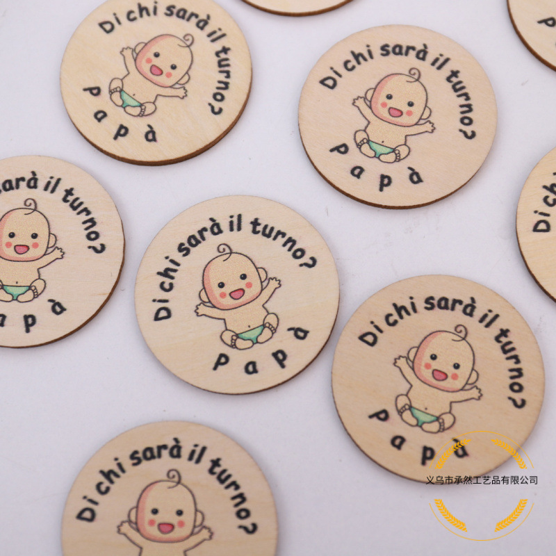 跨境木质工艺品婴儿月里程碑卡片圆牌纪念卡片成长卡木片挂牌批发