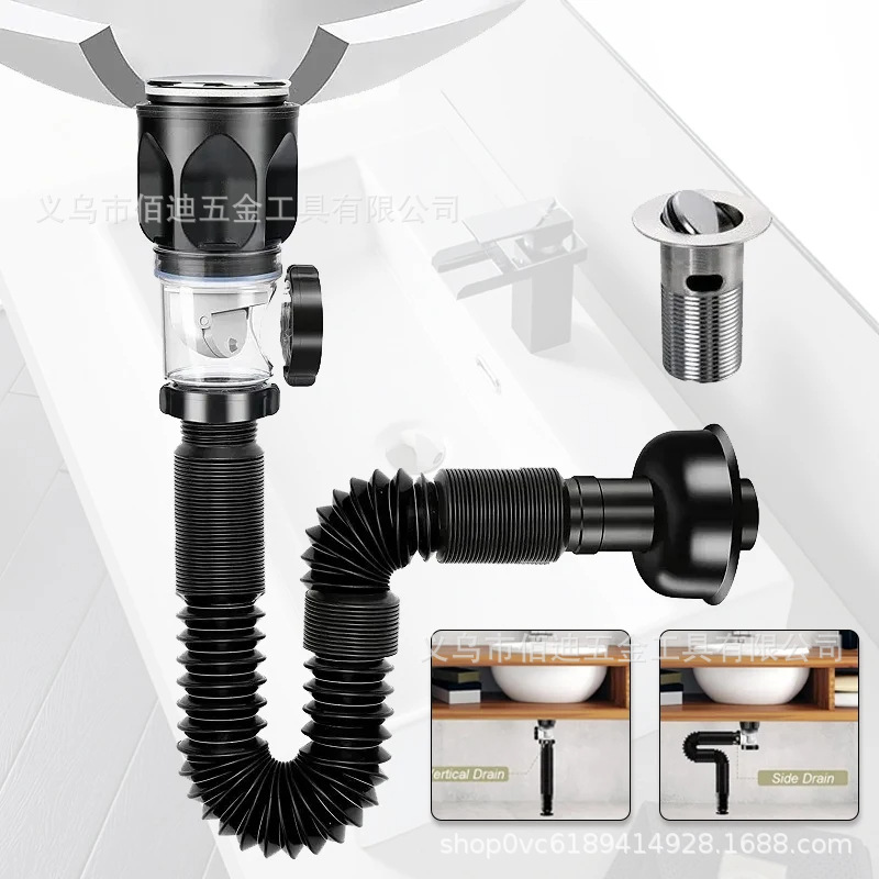 Filtro de desodorización retráctil de drenaje de fregadero de cocina de tapa invertida, fregadero de caída flexible anti-bloqueo accesorios de cocina