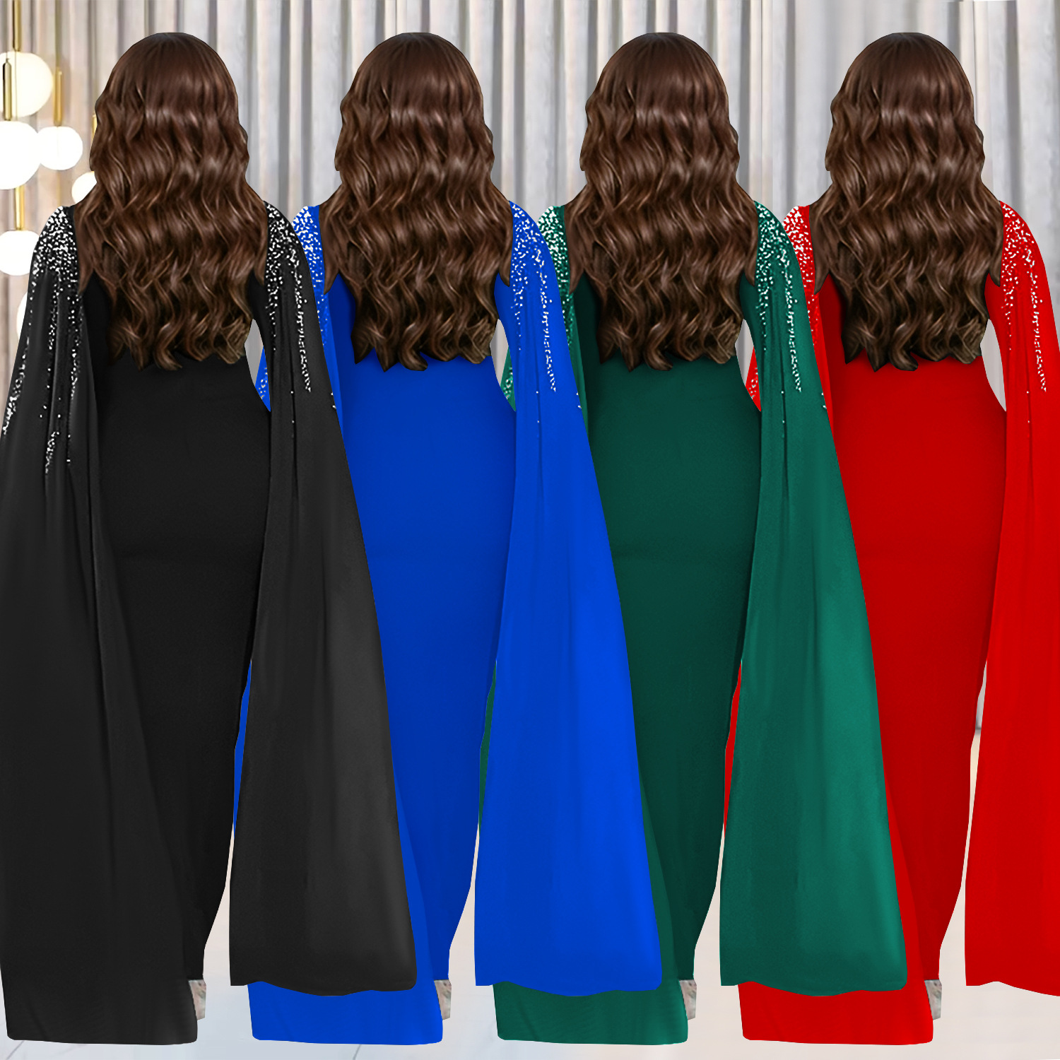Vestido de noche elegante con pedrería para mujer, estilo europeo y americano, de moda, para AliExpress y Amazon, modelo C7305, transfronterizo.