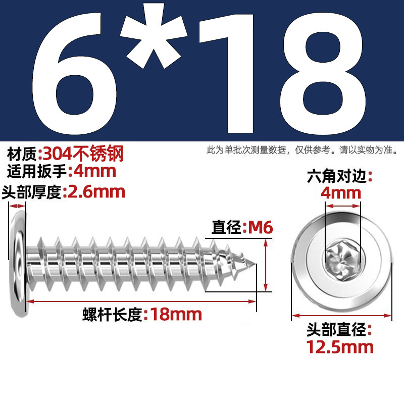 黑色304不锈钢倒边内六角自攻螺钉大平头薄头家具螺丝M2M3M4M5-M8|undefined