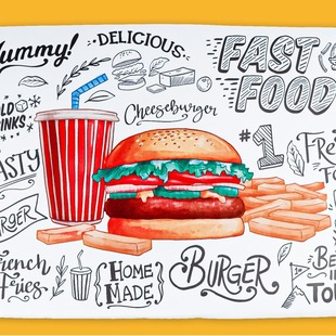 Gourmet on the Tip of the Tongue Dinner Plate Paper, Hamburger Paper