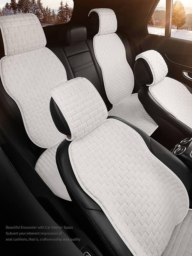 Four-Season Universal Car Seat Cushion Without Backrest, Single-Piece Plush Three-Piece Set, Non-Slip Single Rear Seat Cushion with Backrest, Winter