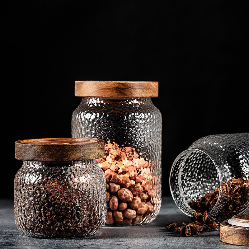 Manufactor wholesale Hammer Tea pot Acacia Glass Storage tank Snow Point Coffee pot transparent