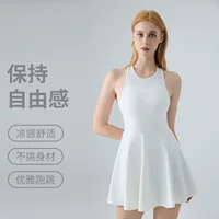 LU Летняя сияльная теннисная юбка обнаженная дышащая беговая танец с нагрудным ковриком йога фитнес спортивный костюм женский
