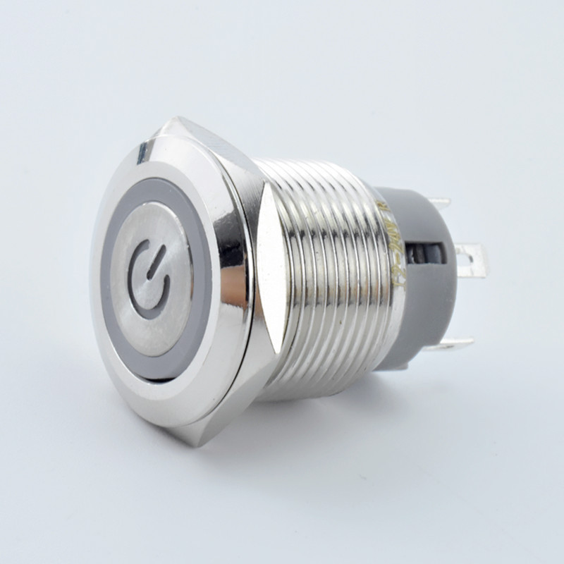 乐牛19mm平头环形电源标自复自锁金属按钮防水开关 12/16/19/22