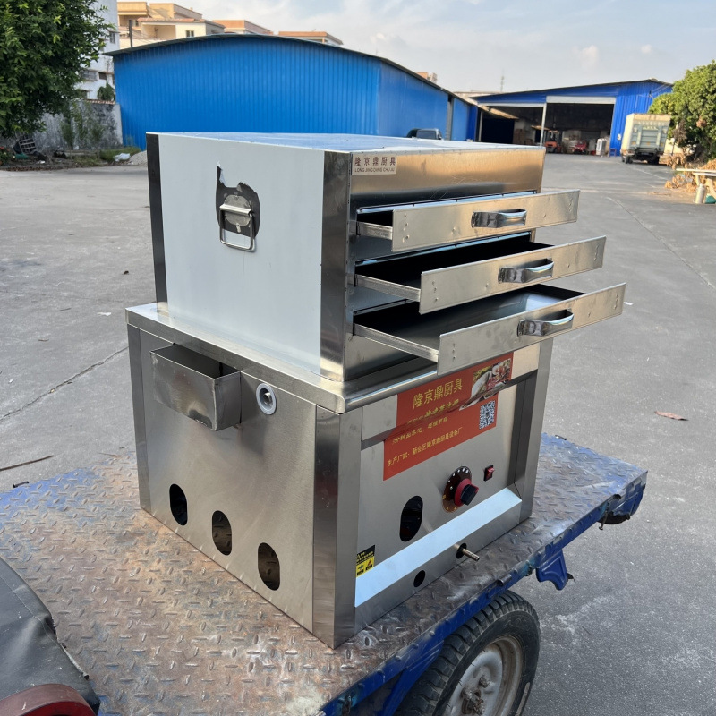 Longjingding modelo de coche de tres ruedas máquina de salchichas de gas vapor comercial multifuncional horno de salchichas de vapor de desayuno cabina completa image 11