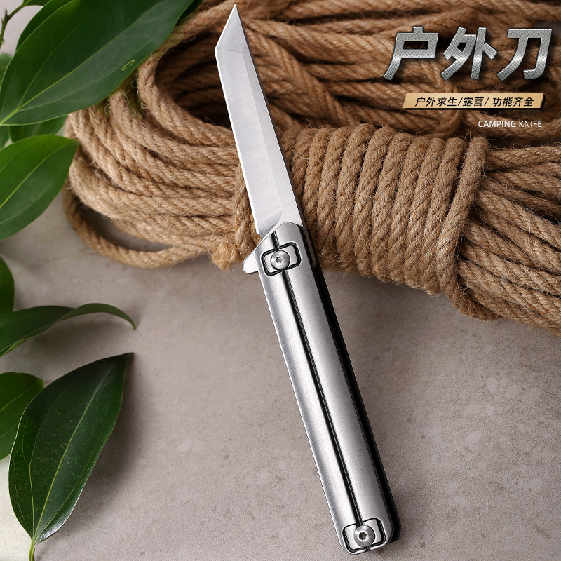 工厂现货户外折叠刀全钢柄折刀野营求生小刀便携不锈钢多功能刀