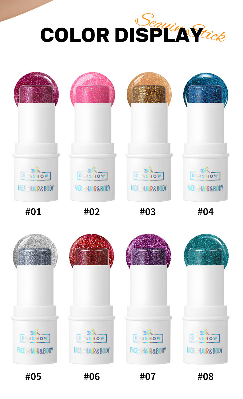 8-color stage makeup facial glitter eyeshadow beauty makeup Dazzling body sequin stick Application Scenario