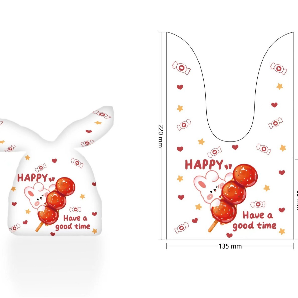 50个装新款兔年可爱卡通糖葫芦兔子袋牛轧糖雪花酥饼干袋礼品袋子